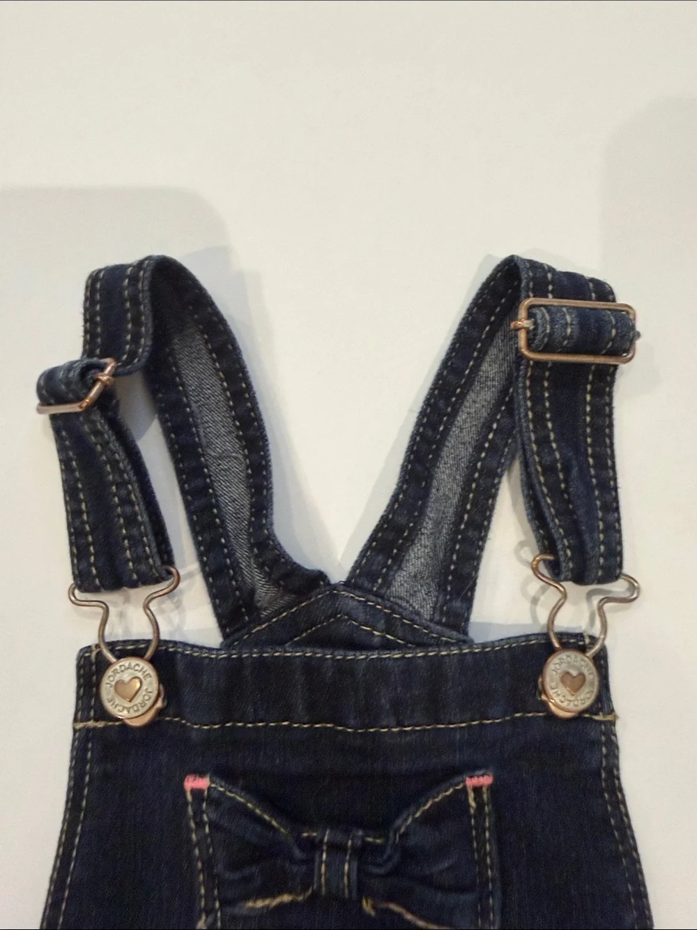 OshKosh B'gosh Dark Indigo Denim Shortalls with Pink Accents